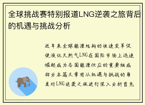 全球挑战赛特别报道LNG逆袭之旅背后的机遇与挑战分析